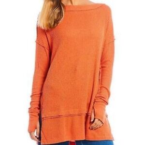 Free People North Shore Tunic Womens Top Sz M Oversize Waffle Knit Comfort